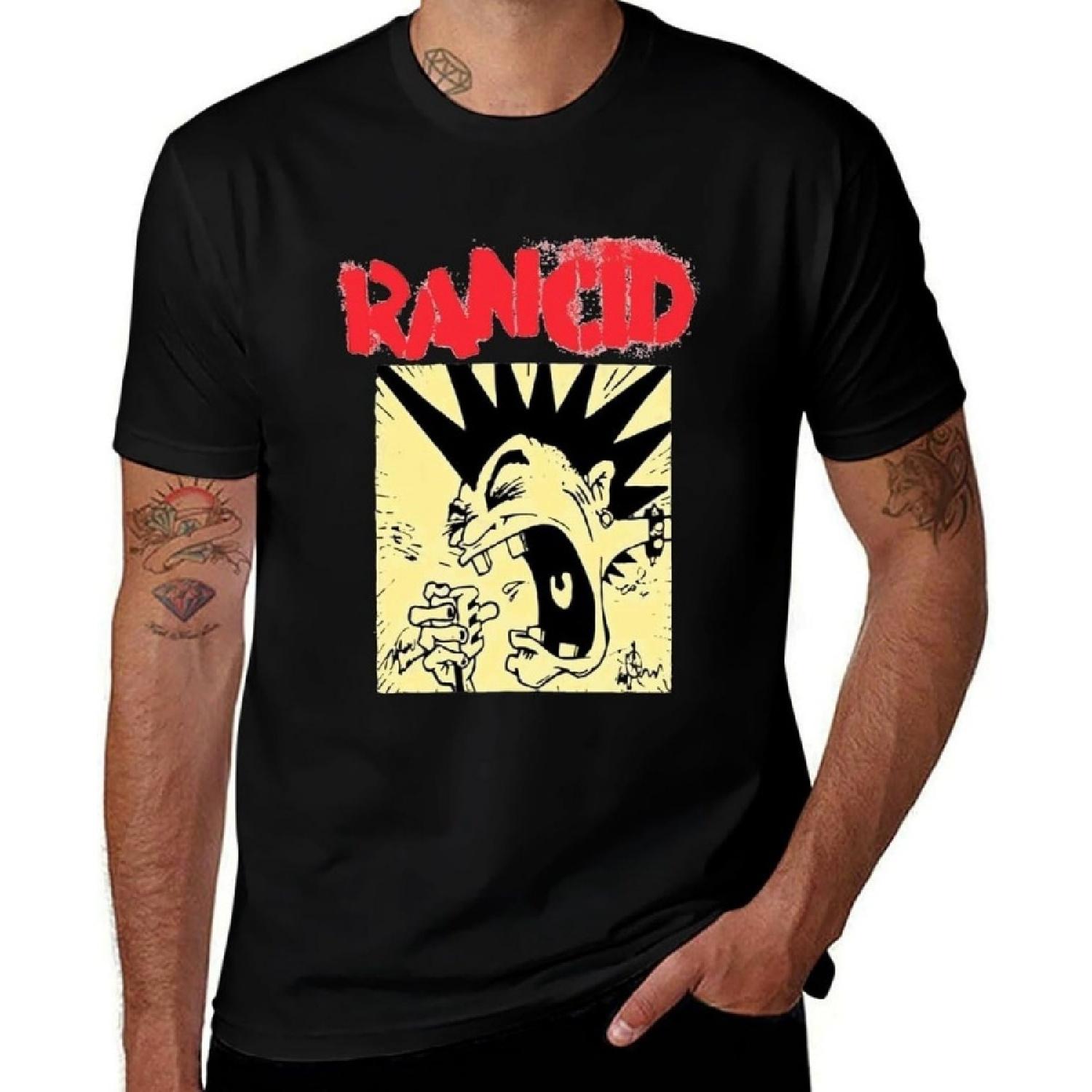 Hokiis Mens T-Shirt Rancid T-Shirt Summer Casual Short Crew Short Sleeves Top(4) S