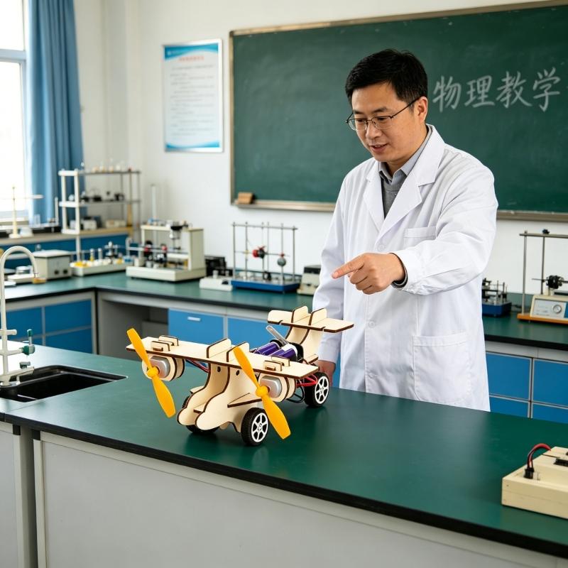 Assembly Wooden Double Engine Aircraft Model Toy Aerodynamics Experiment Demonstration Tool for Classroom Teaching