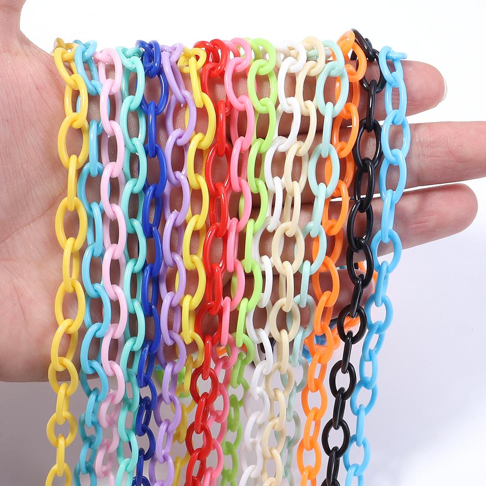 5pcs/lot 50cm Plastic Link Chain Colorful Extension Chains For Jewelry Making DIY Bracelet Necklace Phone Key Bag Chain Supplies