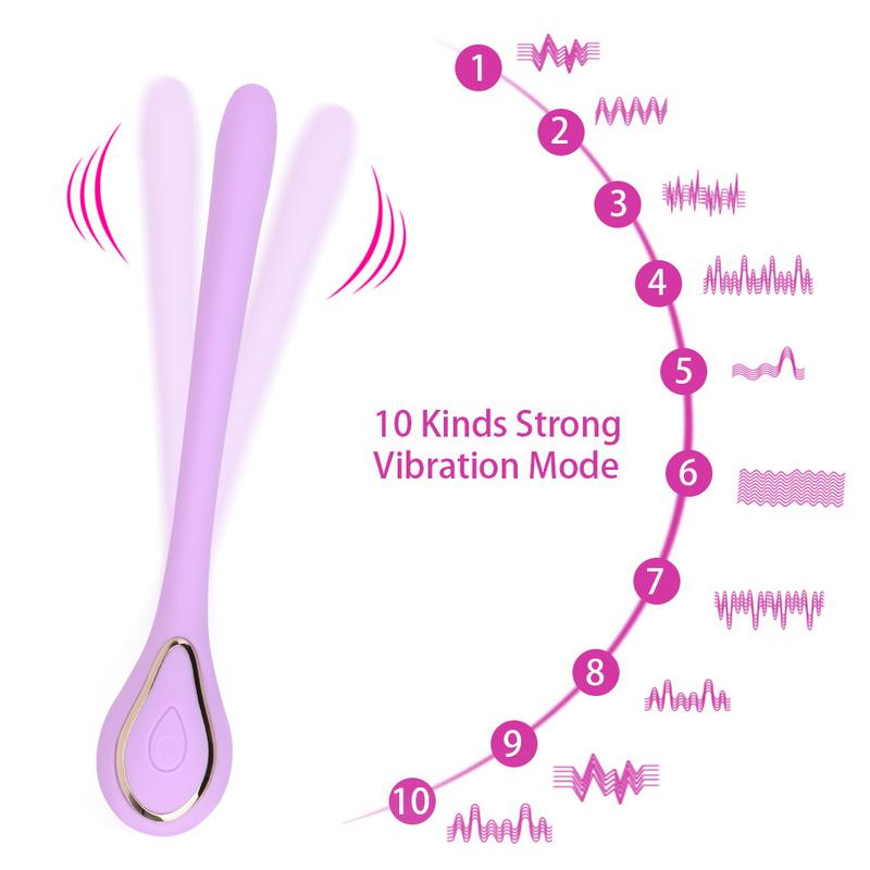 Mini vibrator subțire cu 10 viteze, baghetă pentru masaj pentru clitoris, stimulare vaginală, băț uretral, punct G, masturbator feminin, jucării sexuale erotice