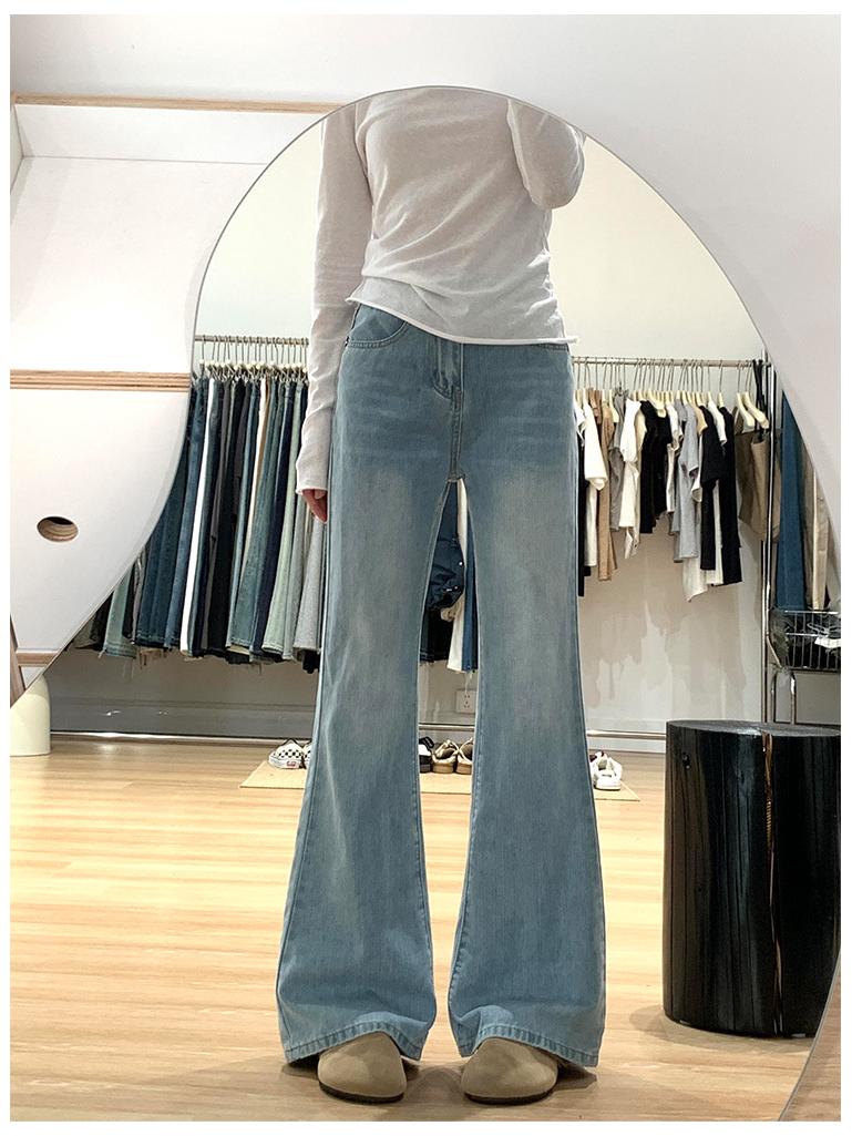 

Women s High-Waisted Light Blue Micro-Flare Jeans - 2025 Style, Loose-Fit, Floor-Length XL (57.5-62.5 kg)