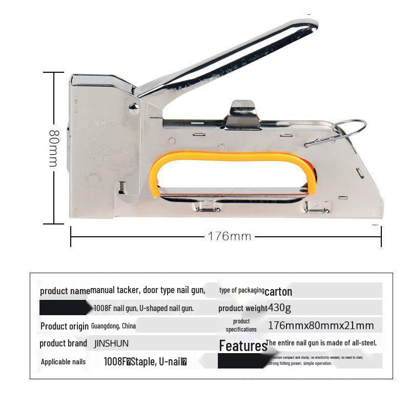 Manual U-Type Nail Gun for Spray Painting, Upholstery, and Canvas - Model 1008F