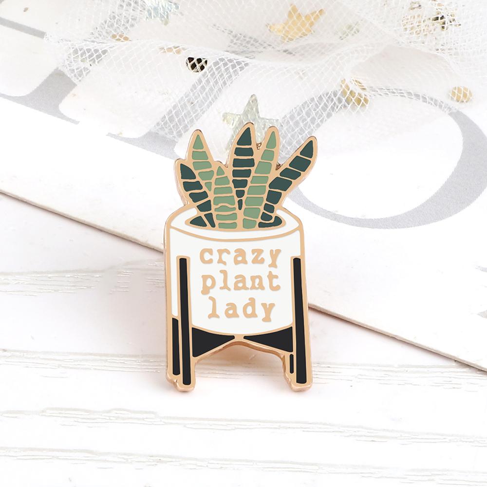 Verrückte Pflanzenliebhaberin Anstecknadeln Grüne Sukkulenten Aloe Topfpflanzen Emaille Abzeichen Kreativ Cartoon Tasche Rucksack Reversnadeln Schmuck Geschenk
