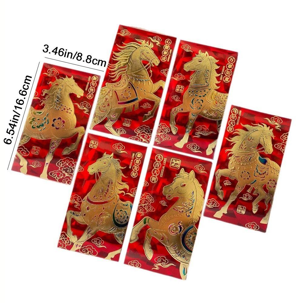 6Pcs/Set Traditional 2026 New Year Red Envelope Paper Spring Festival Envelope Spring Festival