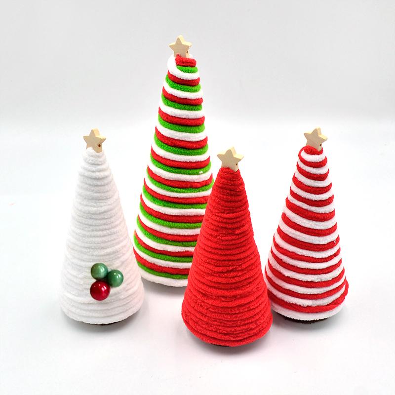 1Pc Mini Christmas Tree Tray Christmas Gift Desktop Christmas Tree Decoration Woolen Christmas Tree