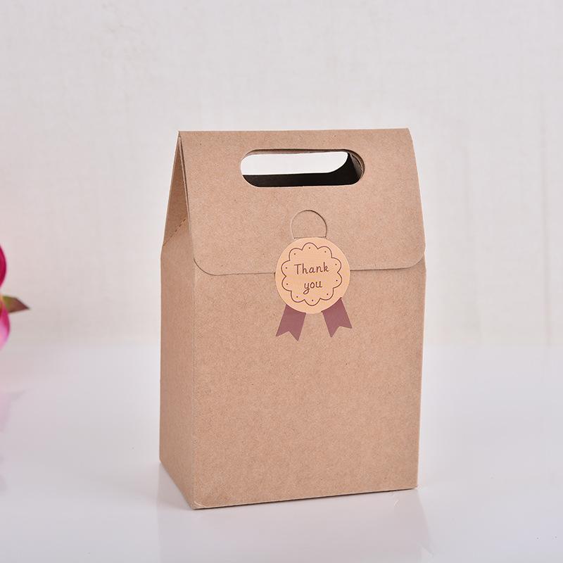 5pcs Red Blue Large Open Window Cowhide Carton Bag Kraft Handle Flap Seal Gift Box Portable Food Gift Small Color Packing Box