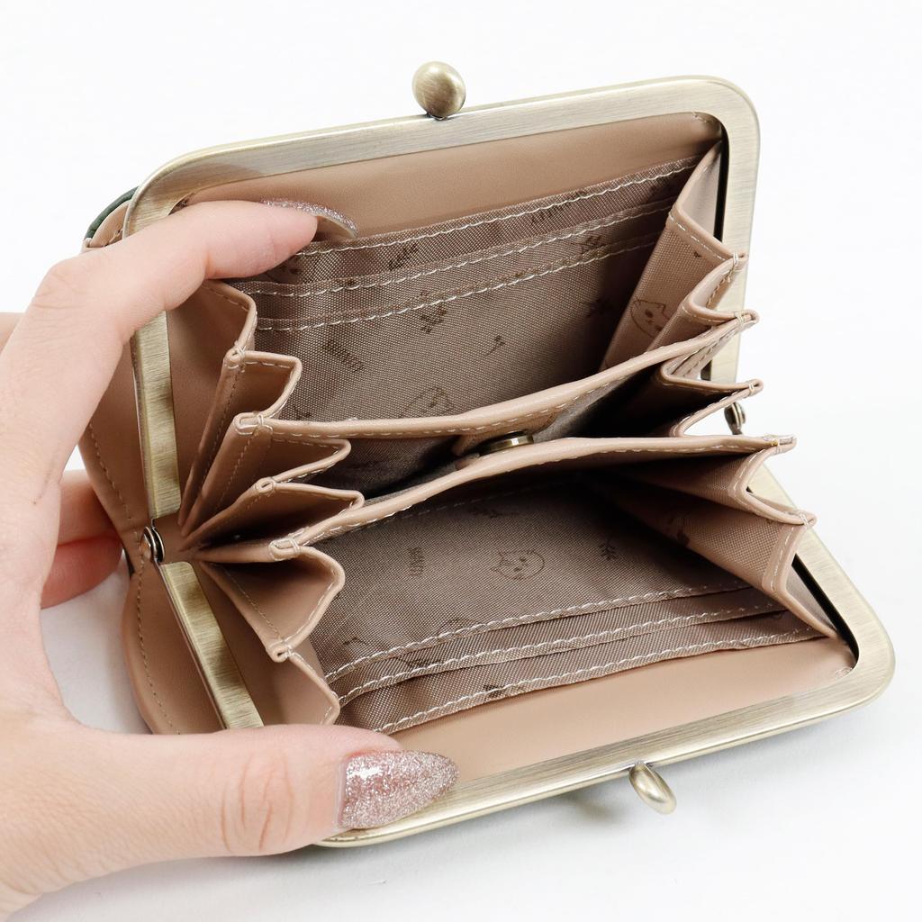 Chanfee Cat Purse with Accordion Cute Wreath and Character Embossed Design Women's Design, Pattern, Belt, (Green)