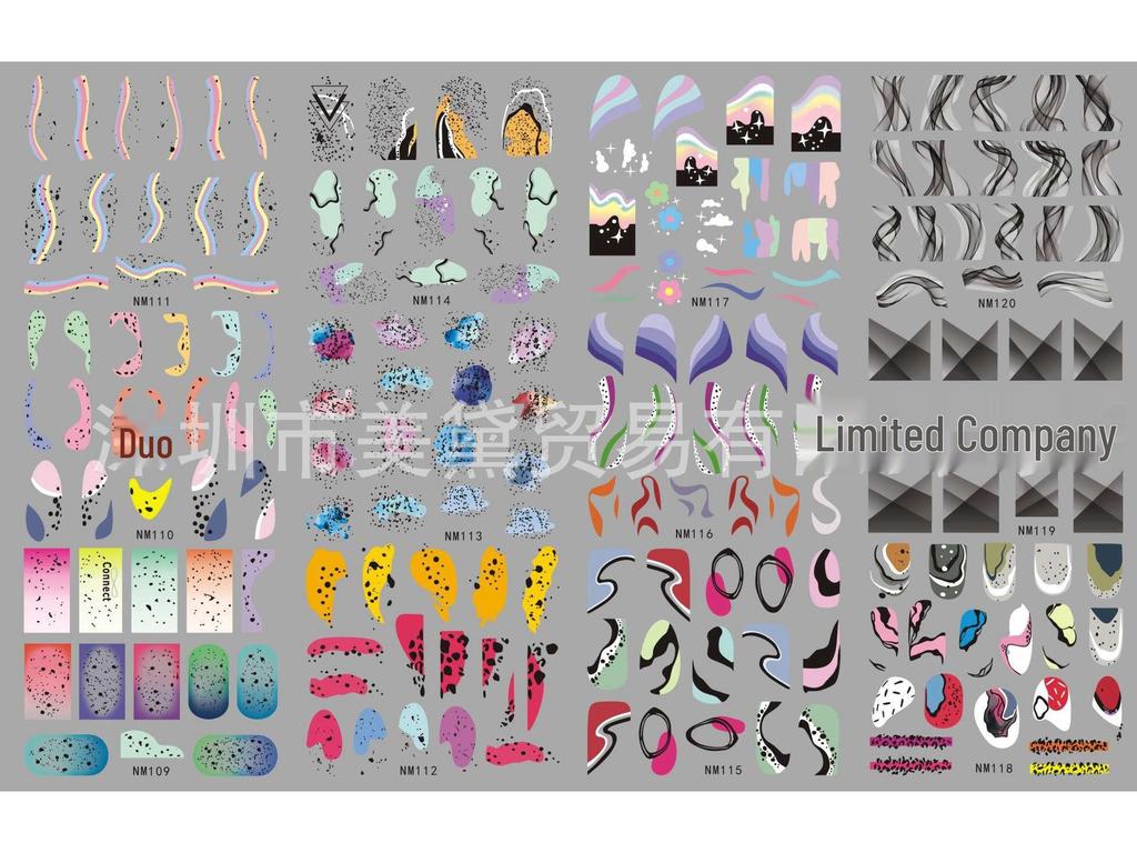 Abstrakte Smiley-Gesicht Wasseraufkleber für Nägel - Große Bögen