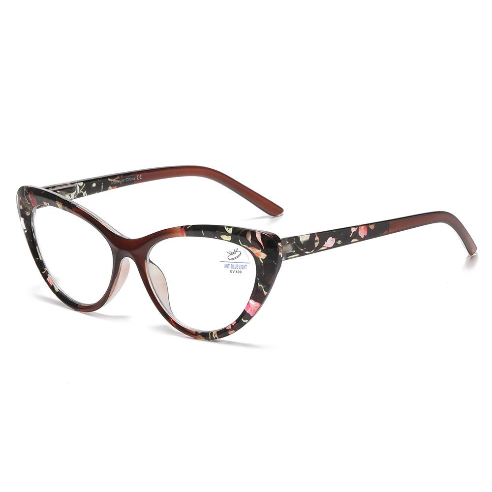 New Fashion Women's Anti-Blue Light Reading Glasses with Bag – European & American Style, Floral Design, Anti-Presbyopia.
