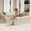 Vidaxl 13-Cz. Tuinmeubelset Met Kussens, Beige, Polyrotan