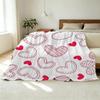 Flannel Fleece Blanket Soft Breathable Heart Pattern, Cozy All Season Home Office Blanket, Valentines Day Gift