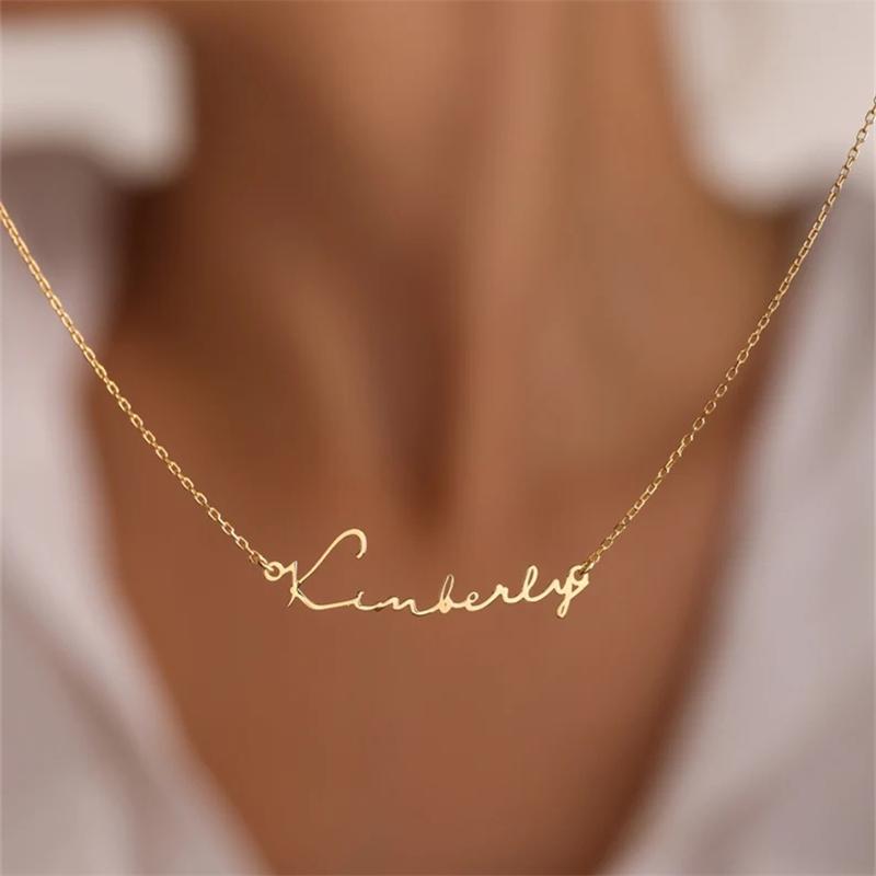 Custom Name Necklace Personalized Golden Choker Stainless Steel Necklaces For Women Man  Jewelry Couple Gift