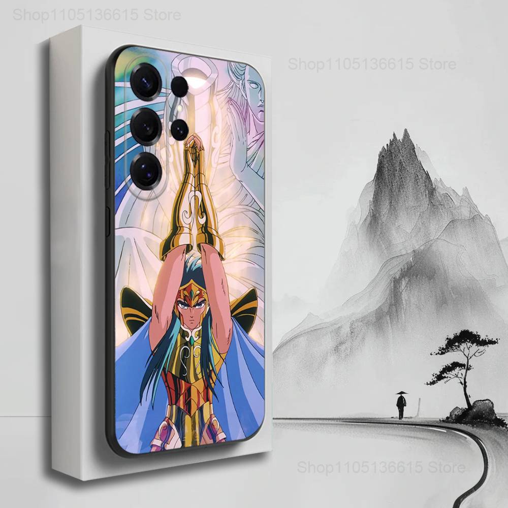 Cool S-Saint S-Seiya Anime Phone Case For Samsung S25,S24,S23,S22,S21,S20,S10,S9,Ultra,Plus,Lite,FE,Soft Silicone Black Cover