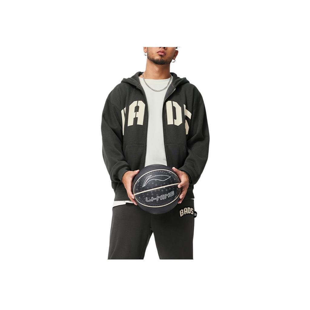 Li Ning Badfive Loose Comfortable Fleece Versatile Cardigan Hoodie Men Hoodies Dark-Gray AWDU511-2