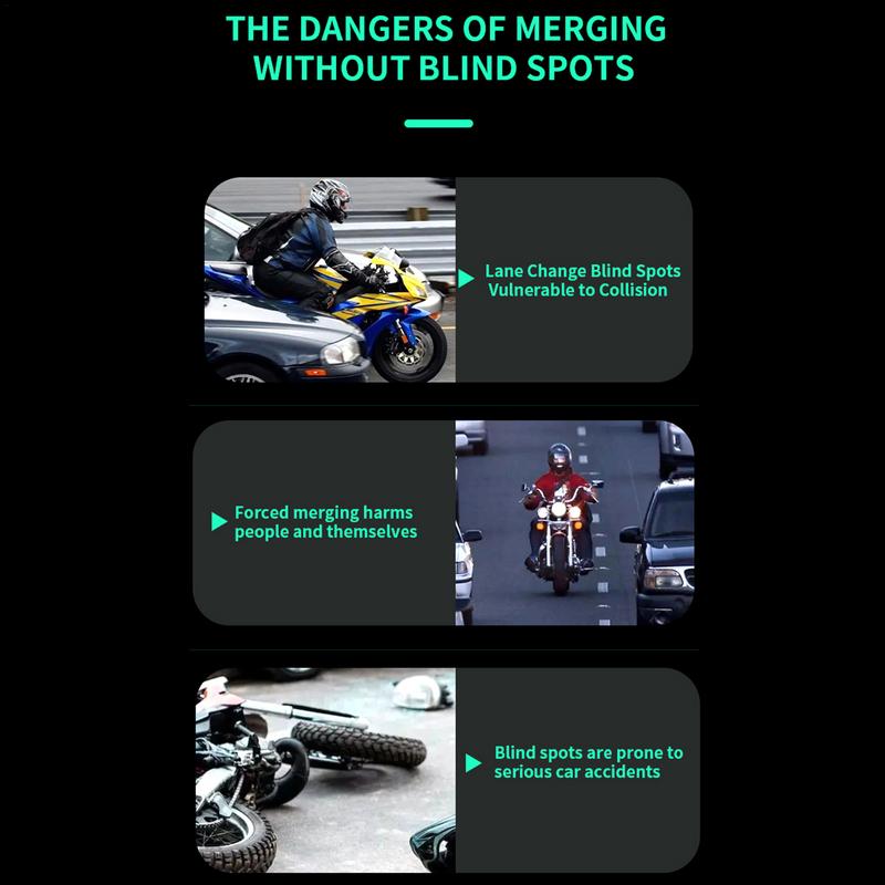 Motorcycle Blind Spot Monitoring System Waterproof Blind Spot Detection Wide Angle Multi-Directional Monitoring Device