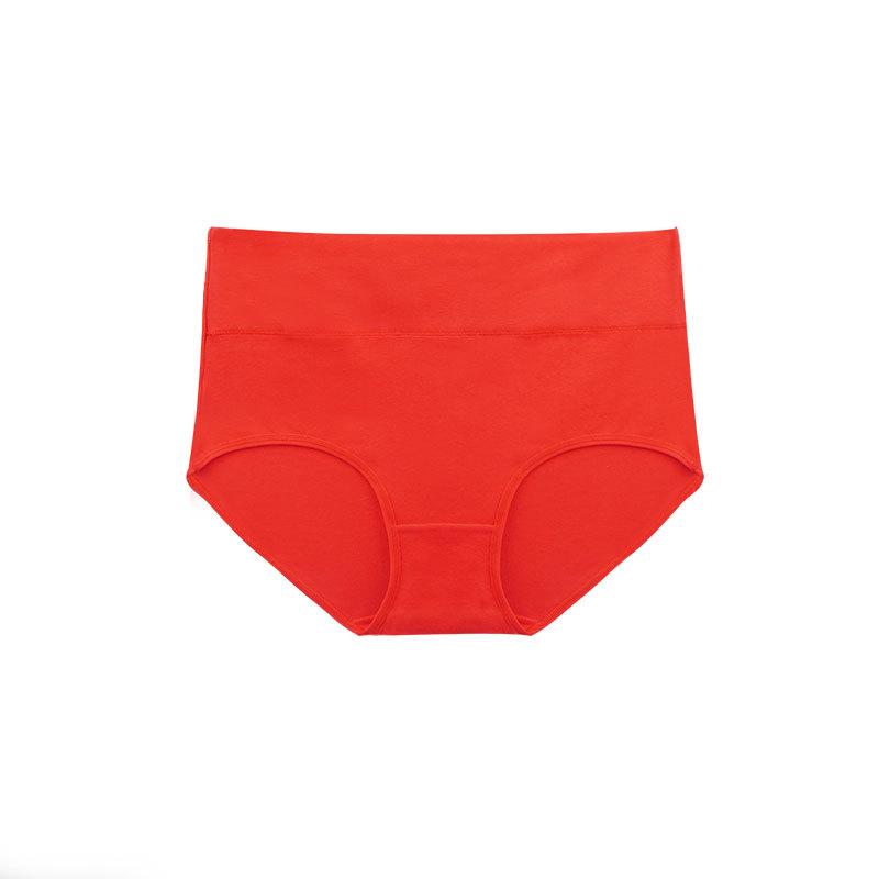 Ladies Spring and Summer Classic Pure Color Cotton Breathable Comfortable High Waist Belly Lift Hip Briefs