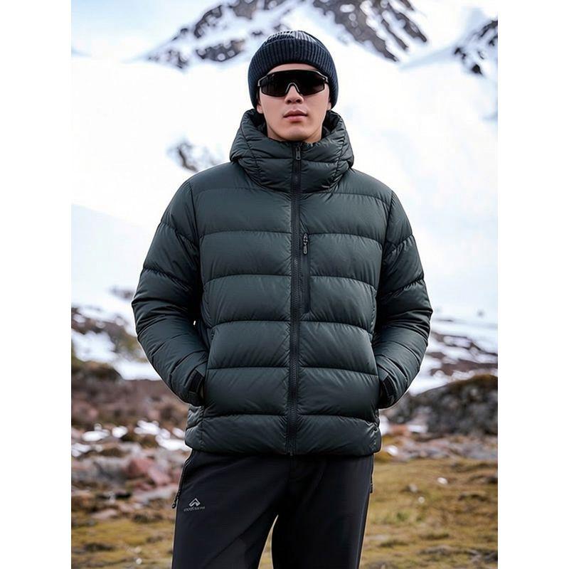 Mountain-Style Outdoor Functional Sports Ribbed down Jacket for Men, Winter Hooded Cotton Coat, Foreign Trade Men's Cotton Clothing Outerwear