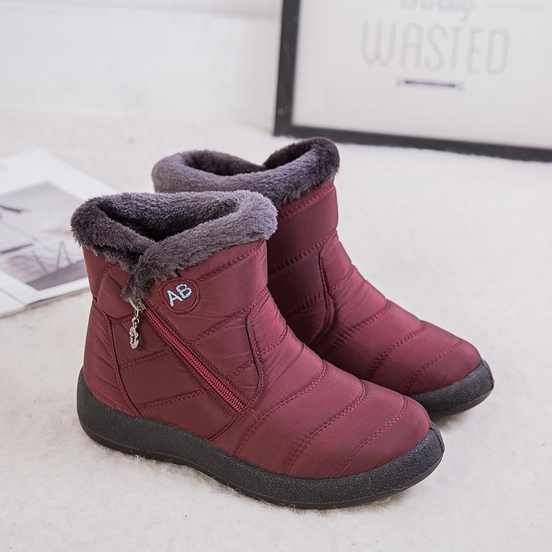 Duże rozmiary Ciepłe buty śnieżne Damskie Wyściełane Pogrubione Wodoodporne Bawełniane Buty Średniej Kozaki Damskie 4243