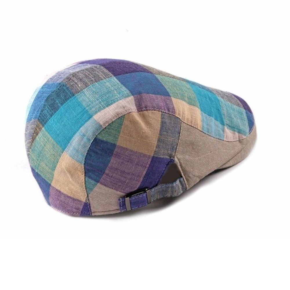 Button Adjustable Plaid Berets Colorful Newsboy Caps Unisex Summer Visor Hat for Men Women