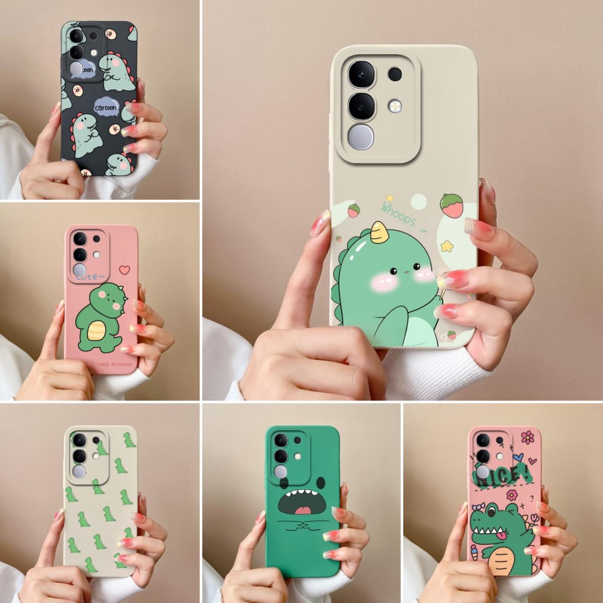 

Case For Vivo V30 V40e iQOO Z9s Y29 Y29S Y39 Y19S S19 Pro V50 V40 Lite(IDN) Y04 T4x Cute Dinosaur High Quality Silicone Protective Shell For Vivo Capa Vivo V50 Lite 5G