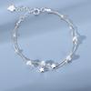 Luxury 925 Silver Double Layer Chain knotted Bracelet for Woman Minimalist Geometric Collage Bracelet Women's Jewelry