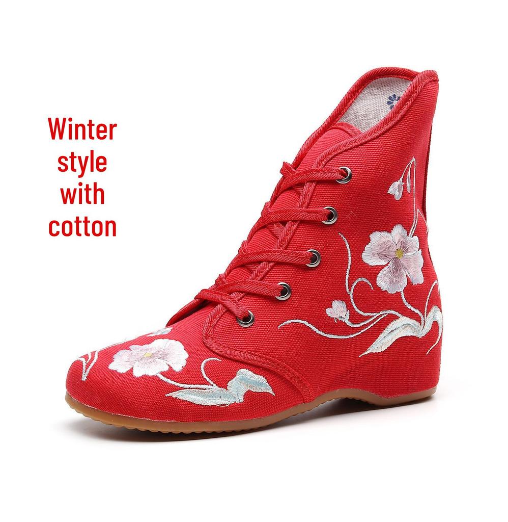 Dámské etnické krátké boty - Vyšívané 3cm podpatky pro podzim/zimu