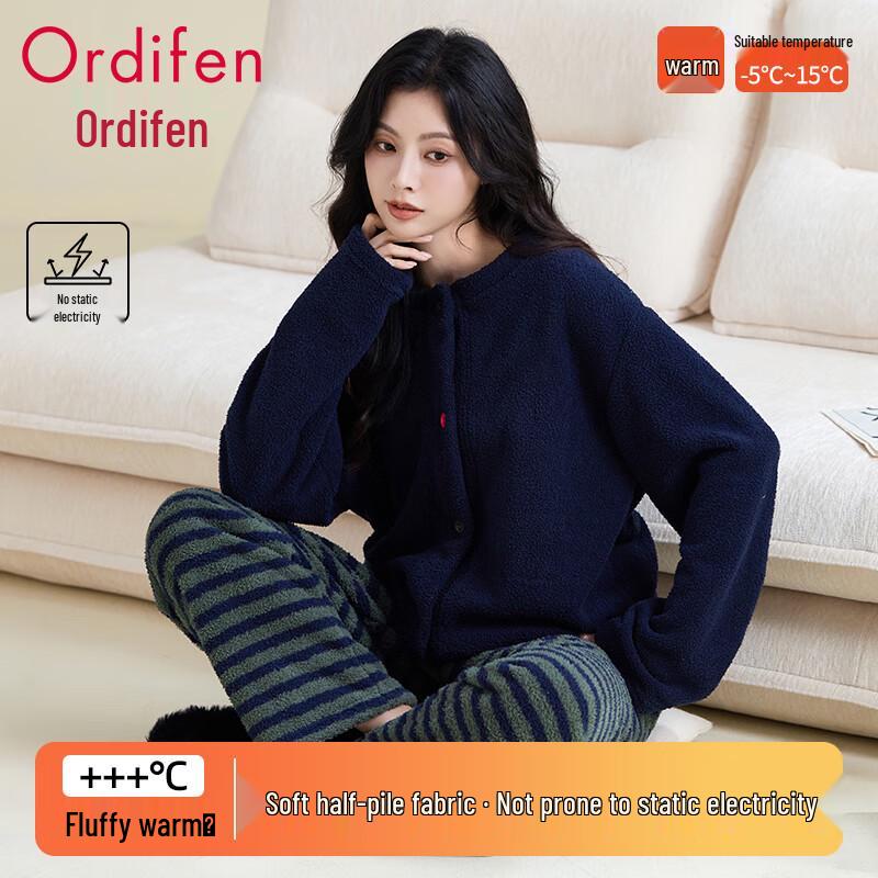 Oudifen Women s Warm Coral Fleece Loungewear Set XL