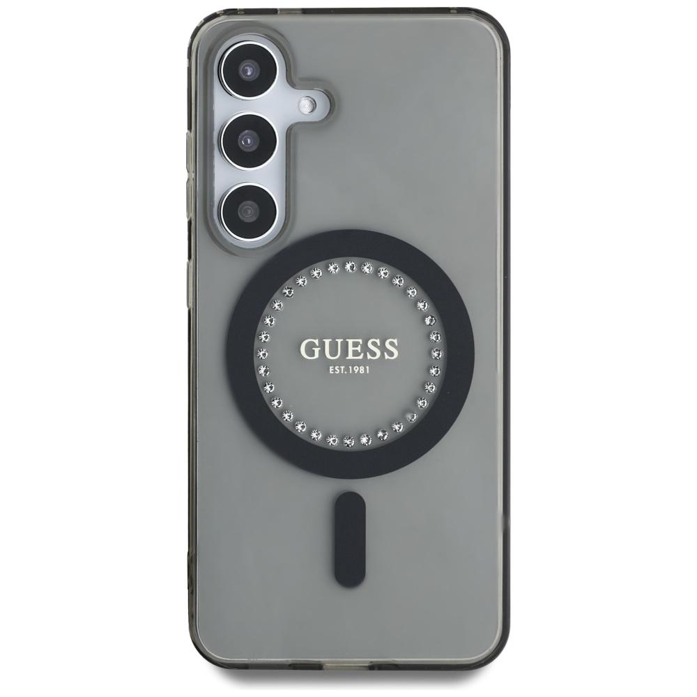 Hülle für Samsung Galaxy S25 Guess Strasssteine MagSafe schwarz