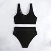 Sexy de Moda Malla Costura Color Sólido Chaleco Bikini de Baño Dividido para Mujer