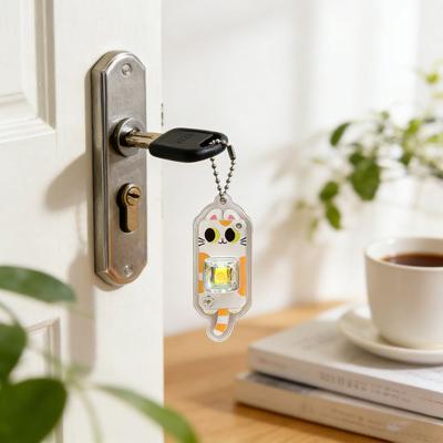 Keychain Fidget Toy Cartoon Cat Design Portable Keychain Pendant with Mechanical Buttons Stress Relief Decompression Toy