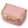 Solid Color Kiss Lock Coin Purse Genuine Leather Small Item Bag Leather Jewelry Bag  Earrings