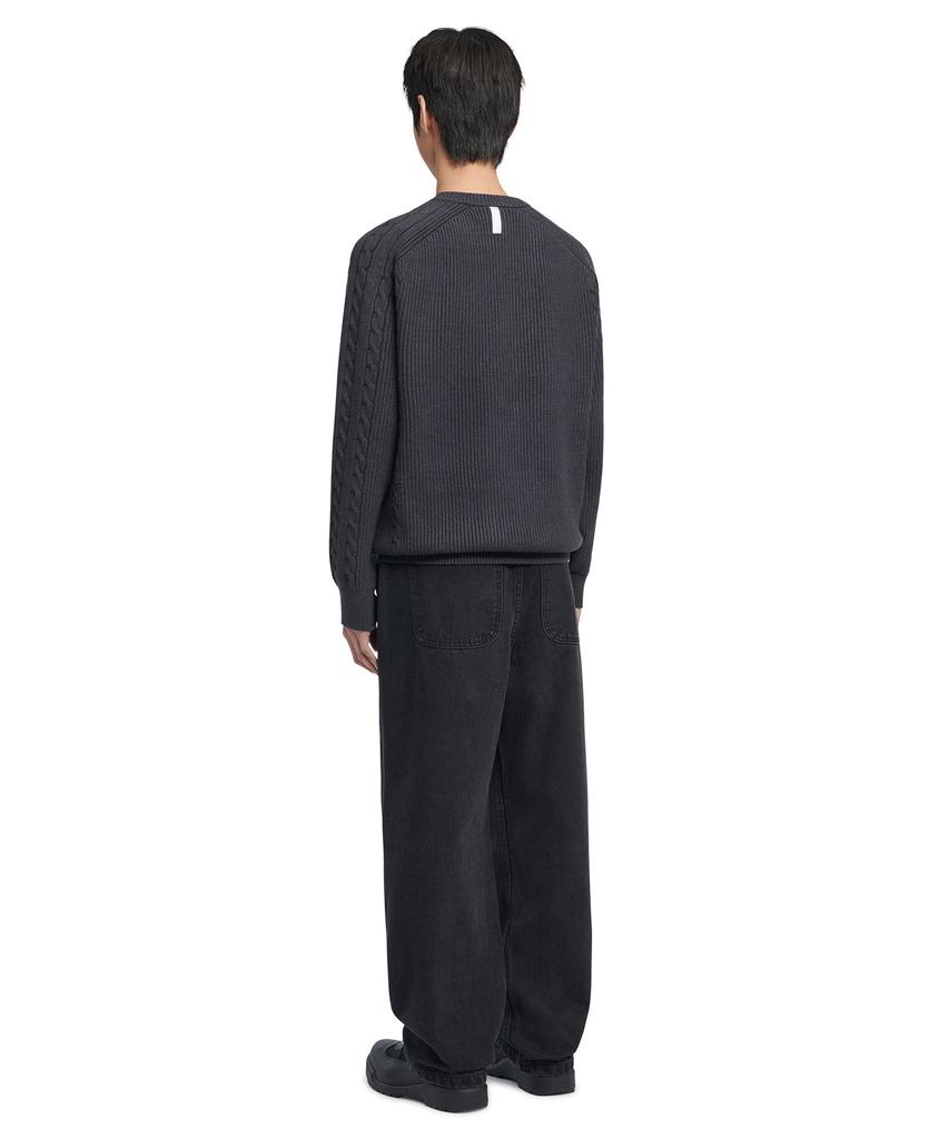 Nomaenyueol Straight Wide Denim Pants - Black