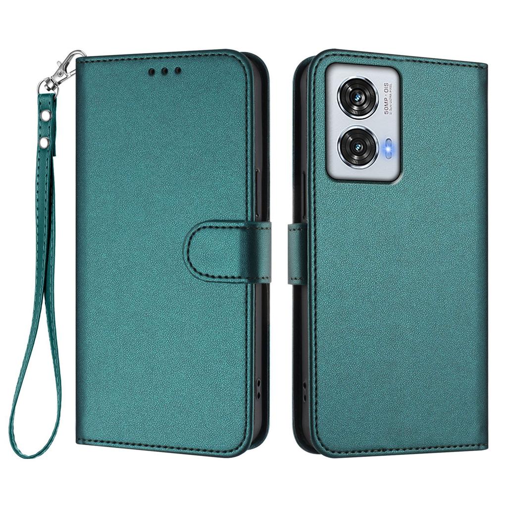 For Motorola Moto G85 5G/Motorola Edge 50 Fusion 5G Leather Case Wallet Stand Phone Cover with Wrist Strap
