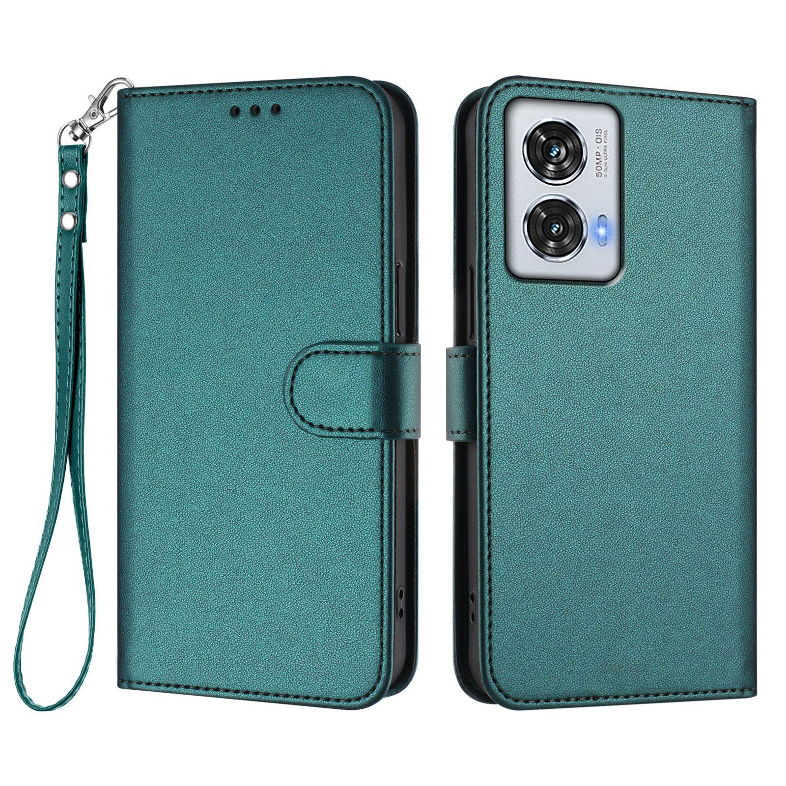 

For Motorola Moto G85 5G/Motorola Edge 50 Fusion 5G Leather Case Wallet Stand Phone Cover with Wrist Strap Green