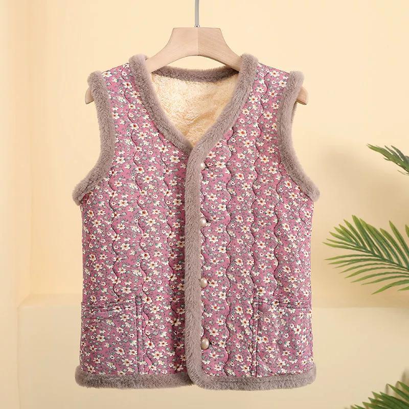 Thickened Fleece Lined Cotton Vest Autumn Winter New Style Inner Wear for Mom And Grandma Polyester Fiber 100% Chinese Produc...