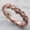 Vintage Rose Gold Color Inlaid White CZ Flower Women's Ring Geometry Daily Wear Party Zircon