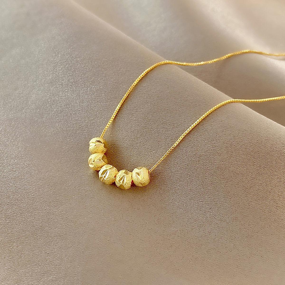 Transfer bead necklace women s niche design sense high-end accessories Wufu Linmen retro light luxury high-end sense collarbone chain