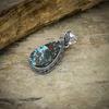 Tibetan Turquoise Gemstone 925 Sterling Silver Jewelry Pendant 2.21" M-28