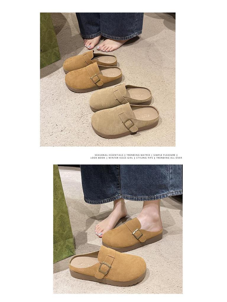 Dames 2025 Lente Retro Gesloten Teen Mule Pantoffels, Zacht & Antislip Dikke Zool Birkenstock-Stijl.