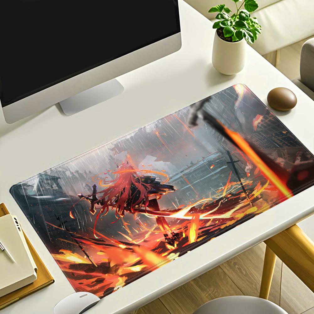 HYBXAXC Game Arknights Surtr Mousepad Large Keyboard Desk Mat Gaming Mouse Pad LockEdge Nonslip Mat