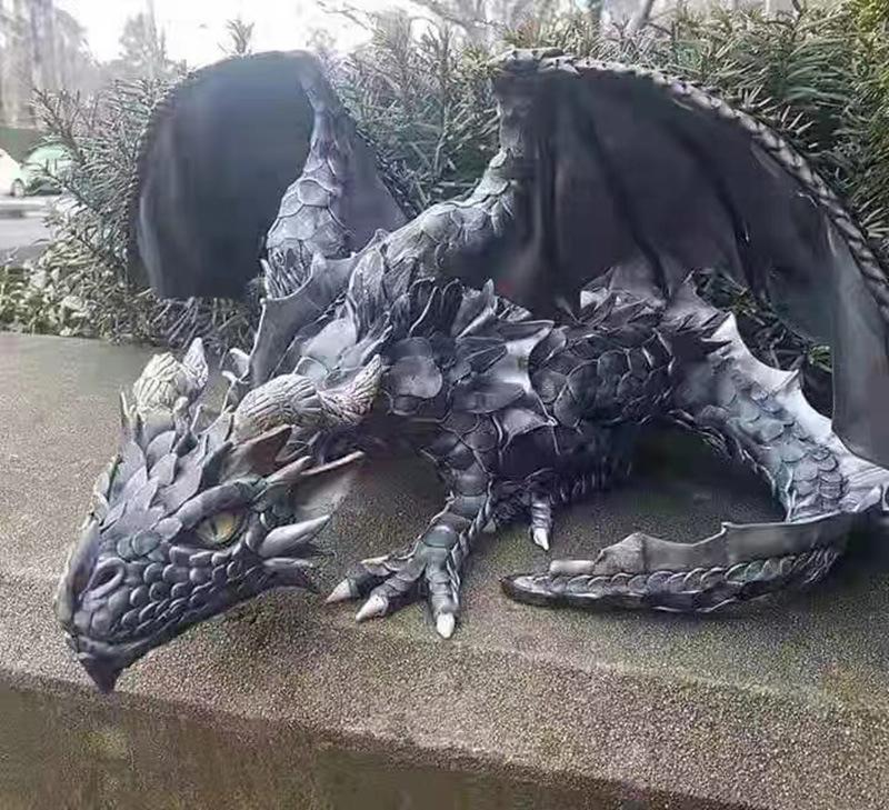 Squatting Dragon Sculpture Guardian Statue Garden Dragon Sculpture Halloween Outdoor Gothic Decoration, Home Design Ornament