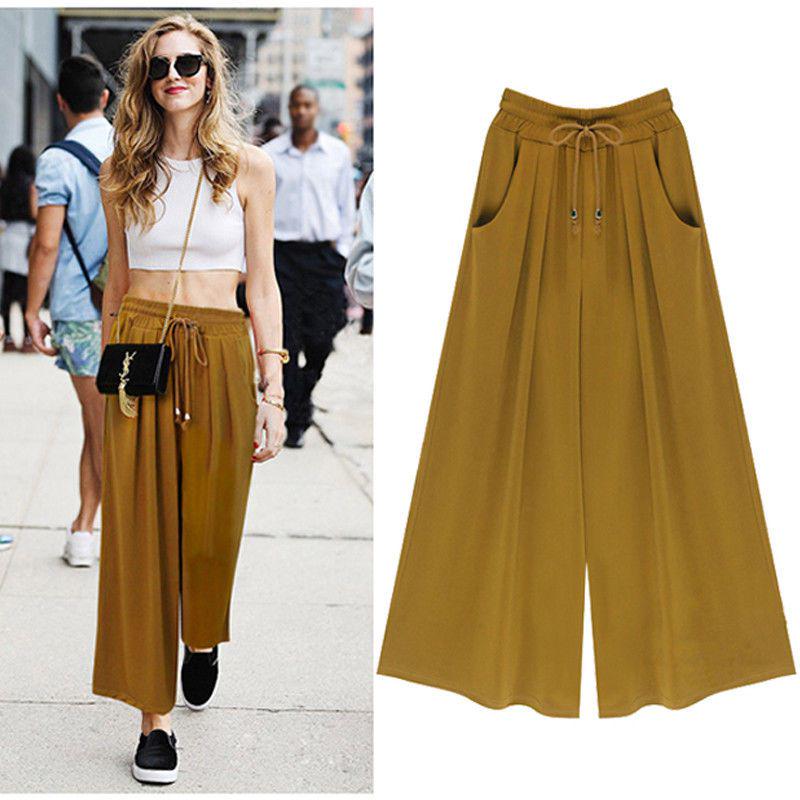 Sttech1 2019 Wide Legs Pleated Culottes,Women Soft Pantalon Long Casual High Waist Trousers Plus Size Sttech1 2019 Wide Legs Pleated Culottes,Women Soft Pantalon Long Casual High Waist Trousers Plus Size