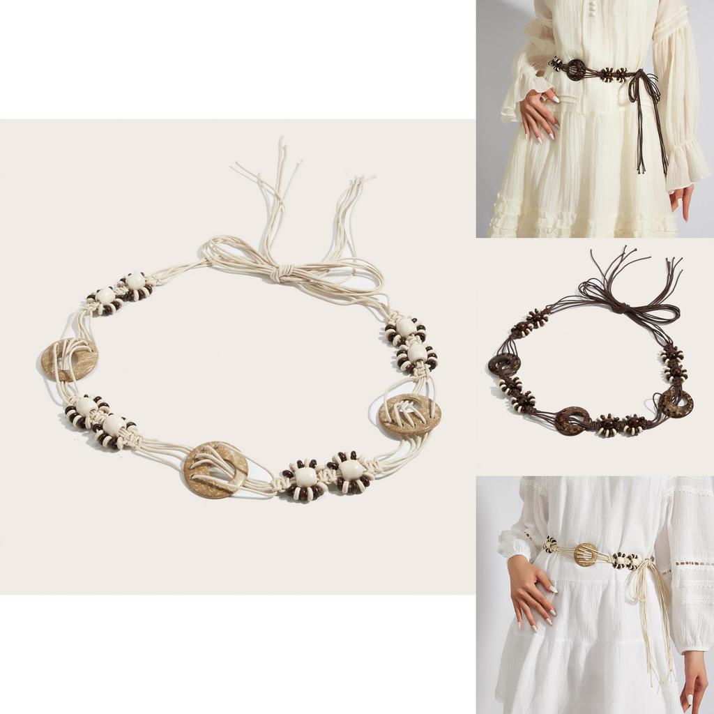 Natural Style Handcrafted Waist Cord For Women With Rope Knot Fastening For Summer Dresses