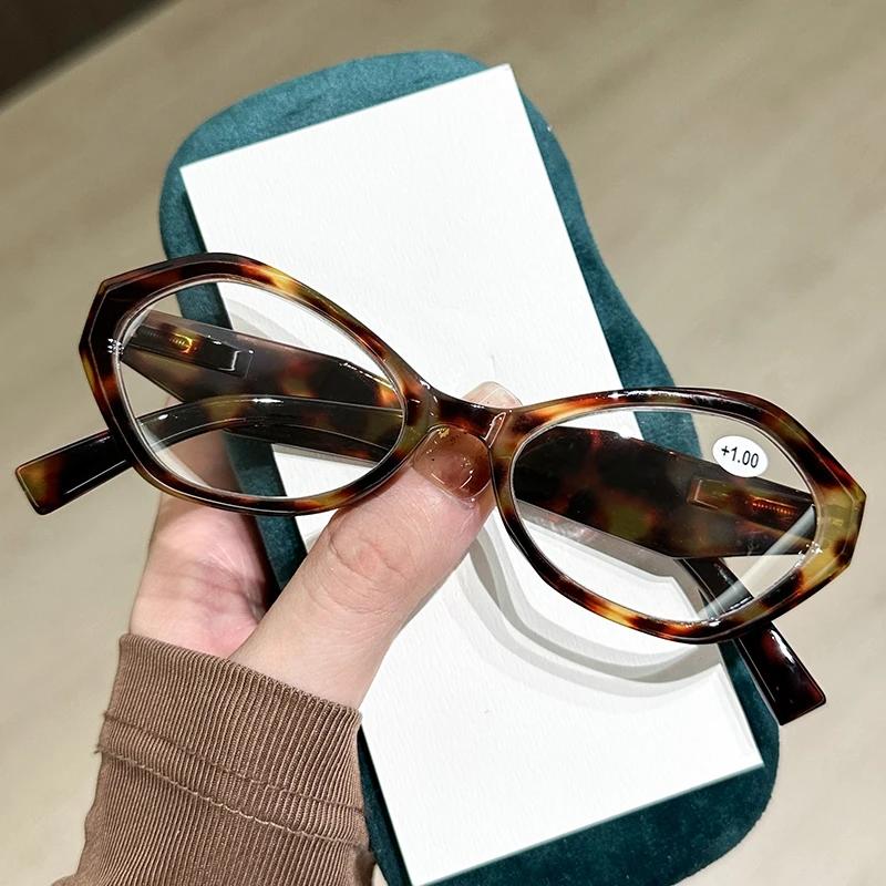 Fashion Anti Blue Light Reading Glasses Luxury Oval Frame Computer Eye Protection Eyeglasses Finished Prescription Plus Diopter