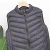 Men Cotton Vest Stand Collar Sleeveless Zipper Closure Thermal Jacket with Pockets Solid Color Winter Waistcoat