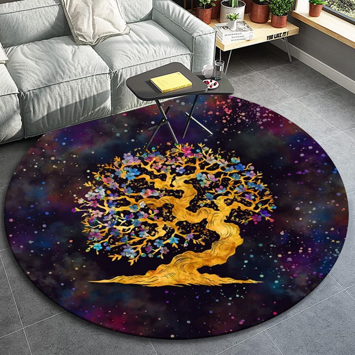 

1pc Beautiful Galaxy Tree Pattern Round Floor Mat, Non-slip for Living Room Bedroom Chair Carpets Home Decor Gifts, Home Decor Room Decor Ou 80cm by 80cm