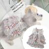 Floral Skirt Printed Dog Dress Princess Style Pet Suspender Skirt Sweet Cat Dress  Dog Clothes