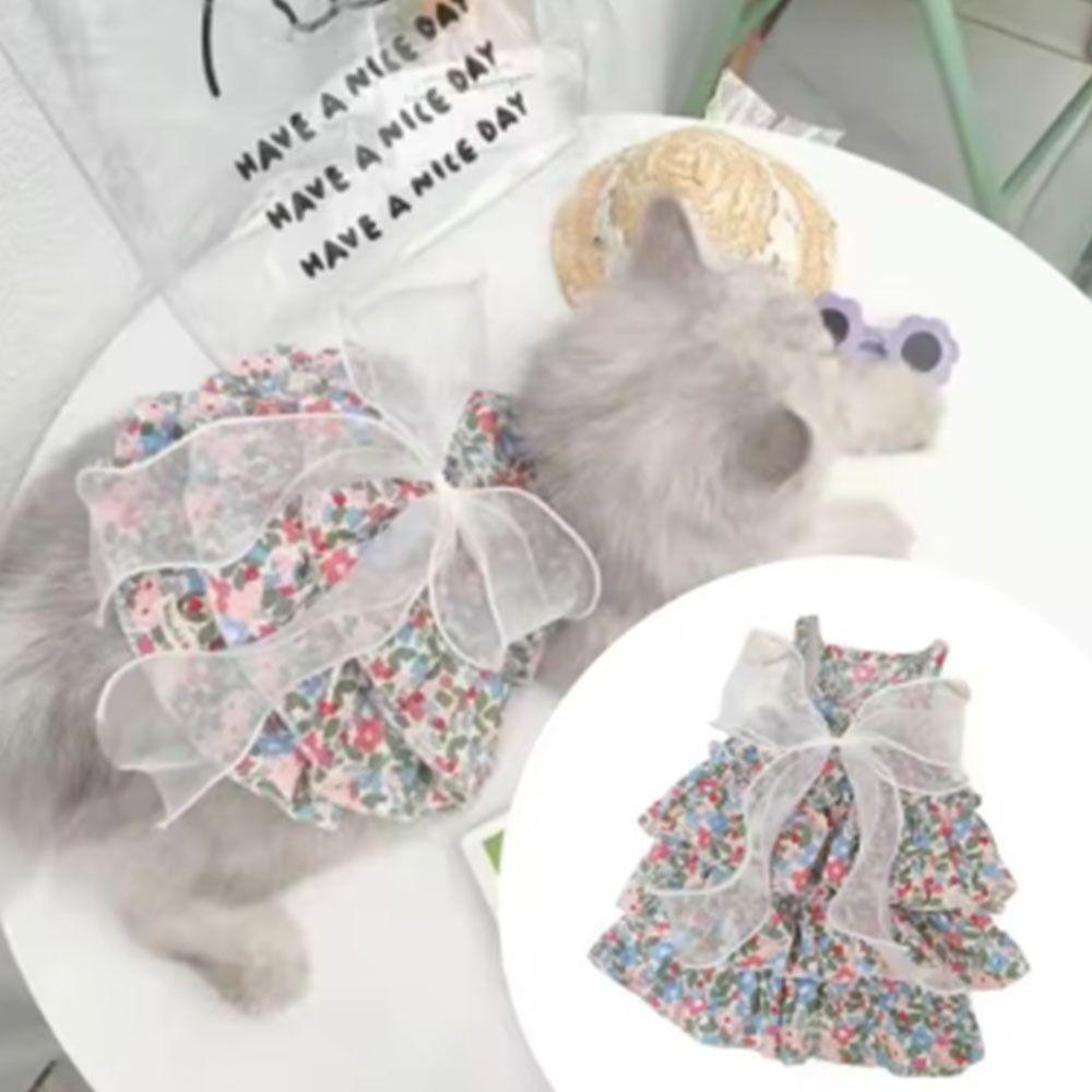 Floral Skirt Printed Dog Dress Princess Style Pet Suspender Skirt Sweet Cat Dress  Dog Clothes