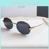 Elliptical Metal Frame Sunglasses With Uv400 Protection For Fashionable Outdoor Activities