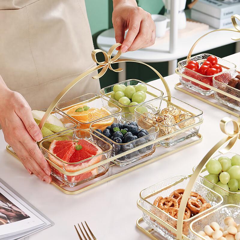 Naijiang Luxury Gold-Rimmed Glass Snack & Fruit Platter